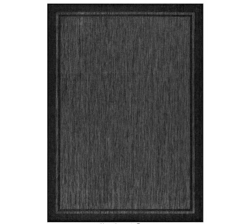 CAMILSON Hawaii Black 10 ft. x 14 ft. Bordered Indoor Outdoor Area Rug - Lot 722JF
