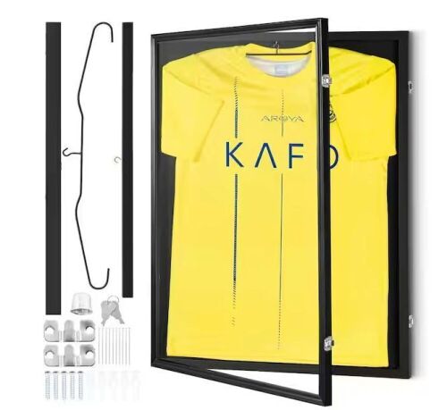 VEVOR Black Jersey Display Frame Case with UV Protection PC Glass 23.3 x 31.2 x 1.5in. - Lot 724JF