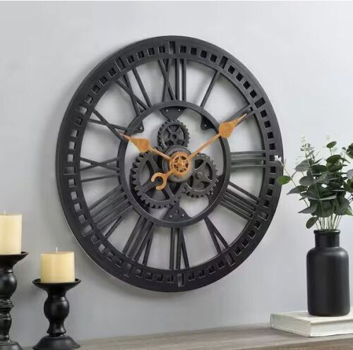 FirsTime & Co. 24 in. Round Roman Gear Wall Clock - Lot 725JF