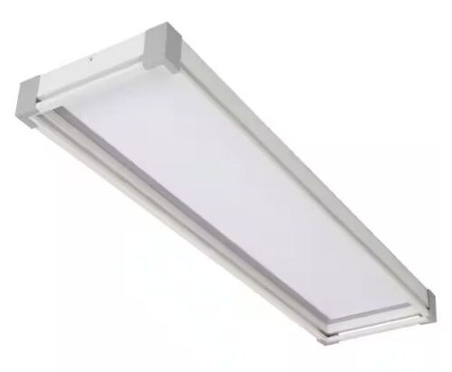 Commercial Electric Sebastian 48 in. x 13 in. Modern White Satin Nickel CCT Selectable LED Flush Mount Ceiling Light 4000 Dimmable Lumens - Lot 904JF