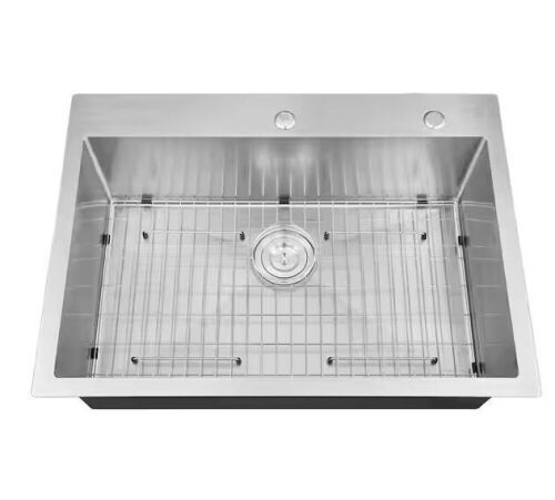 Attop Handmade Stainless Steel 30 in. Single Bowl Top Mount Scratch-Resistant Nano Drop-in Kitchen Sink With Bottom Grid - Lot 905JF