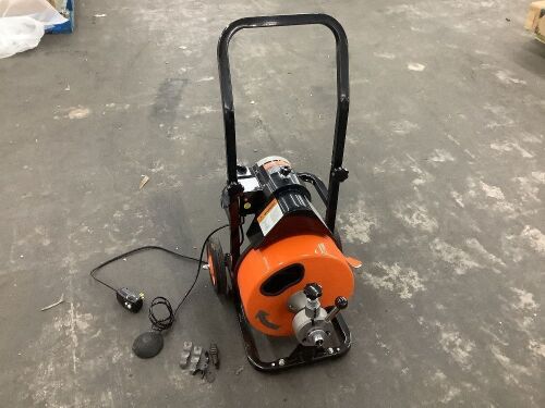 Sewer Machine Auto Feed 100 ft. x 3/8 in. Drain Auger with 4 Cutter and Air-Activated Switch for 1 in. to 4 in. Pipe - Lot 39JF