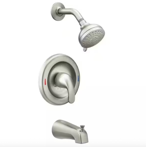 Moen Adler Single Handle 4-Spray Tub and Shower Faucet 1.8 GPM in Spot Resist Brushed Nickel (Valve Included) - Lot 1065JF