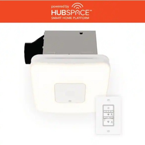 Commercial Electric 80 /110 CFM Ceiling Mount Room Side Installation Smart Bathroom Exhaust Fan and Bluetooth Speaker Powered by Hubspace - Lot 1064JF