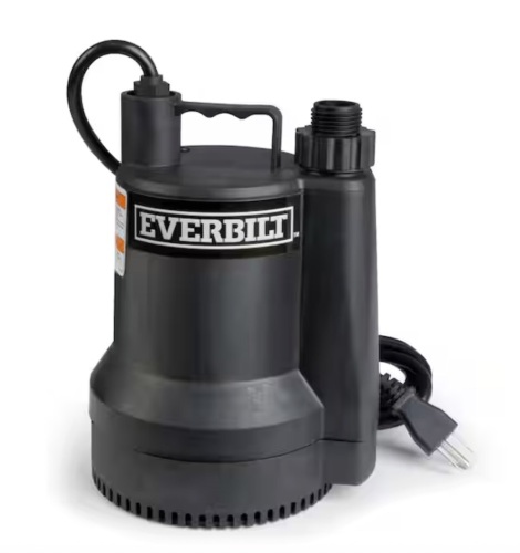 Everbilt 1/6 HP Plastic Submersible Utility Pump - Lot 1044JF