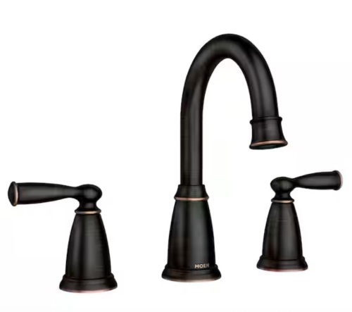 Moen Banbury 8 in. Widespread Double Handle High-Arc Bathroom Faucet in Mediterranean Bronze (Valve Included) - Lot 1046JF