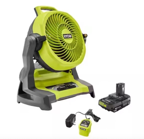 Ryobi ONE+ 18V Cordless 7-1/2 in. Bucket Top Misting Fan Kit with 1.5 Ah Battery and Charger - Lot 54JF