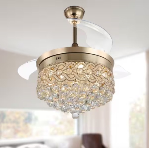 Bella Depot 42 in. LED French Gold Retractable Ceiling Fan with Light Kit and Remote Control - Lot 59JF