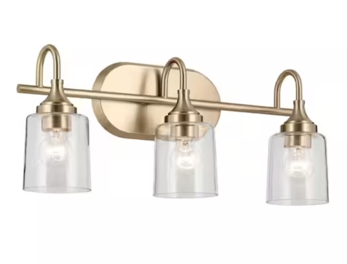 Kichler Erta 24 in. 3-Light Champagne Bronze Bathroom Vanity Light with Clear Glass Shades - Lot 1026JF