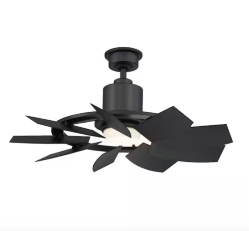 Home Decorators Collection Stonemill 36 in. LED Outdoor Matte Black Ceiling Fan with Light - Lot 60JF