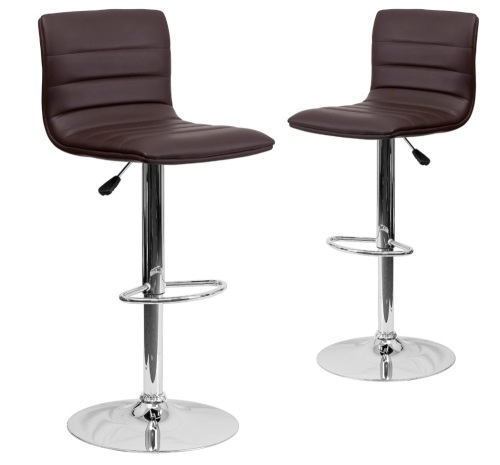 Flash Furniture Vincent 2 Pack Modern Brown Vinyl Adjustable Bar Stool with Back - Lot 1029JF