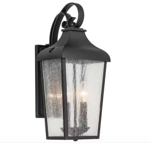 Kichler forestdale 18.5 in. 2-Light Textured Black Outdoor Hardwired Wall Lantern Sconce with No Bulbs Included - Lot 1081JF