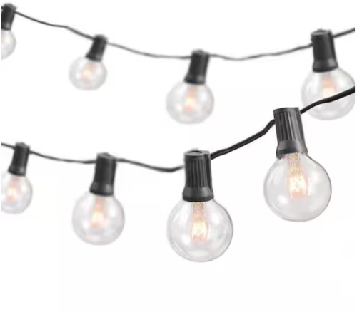 Newhouse Lighting Indoor/Outdoor 50 ft. Plug-in Globe Bulb Weatherproof Party String Lights, 50 Sockets, 55 G40 Bulbs Included (5 Free) - Lot 1082JF