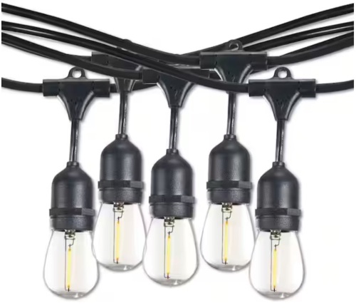 Bulbrite Outdoor/Indoor 14 ft. Plug-in S14 LED Black String Light with Clear Shatter Resistant Bulbs Included - Lot 1076JF