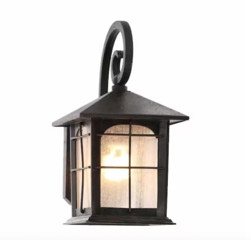 Home Decorators Collection Brimfield Aged Iron 1-Light Outdoor Line Voltage Hardwired Porch Light Wall Sconce - Lot 1073JF
