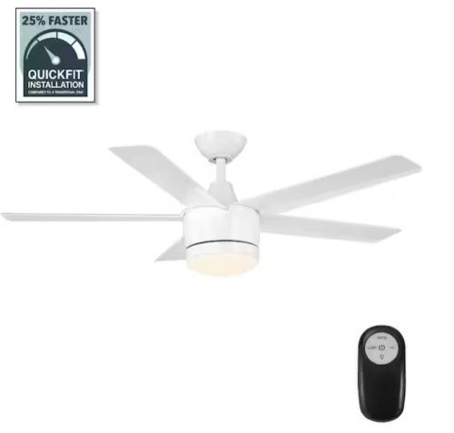 Home Decorators Collection Merwry 48 in. Integrated LED Indoor White Ceiling Fan with Light Kit and Remote Control - Lot 1067JF
