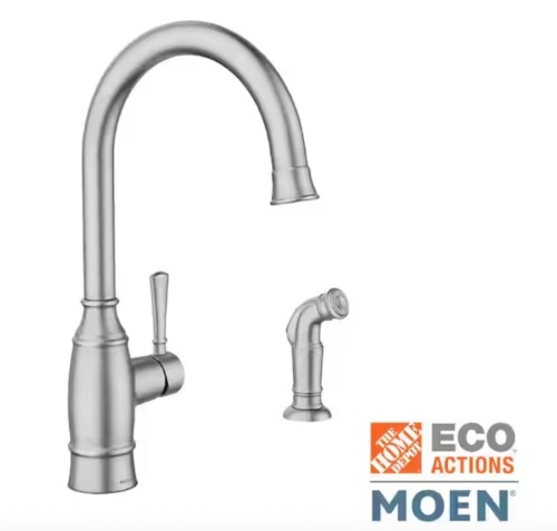 Moen Noell Single-Handle Standard Kitchen Faucet with Side Sprayer in Spot Resist Stainless - Lot 1068JF