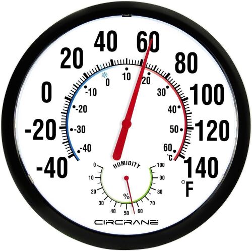 Circrane 13.25 Inch Round Thermometer with Hygrometer - Lot 1032