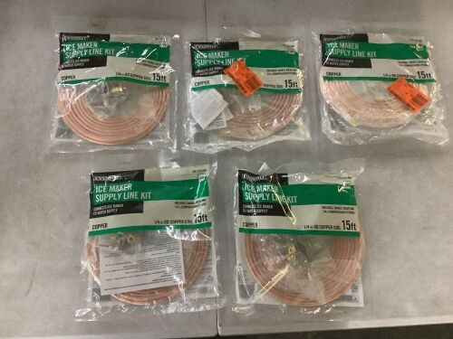 Lot of (5) Everbilt 1/4 in. COMP x 1/4 in. COMP x 15 ft. Copper Ice Maker Installation Kit - Lot 1091JF