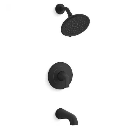 KOHLER Cursiva Single-Handle 3-Spray Tub and Shower Faucet 1.75 GPM in Matte Black - Lot 1095JF