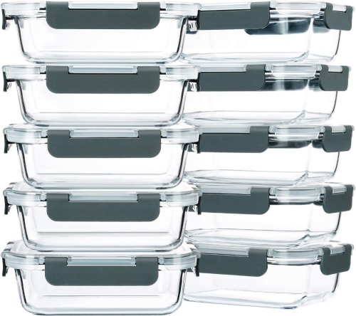 pack of 10 food storage containers with lids - Lot 180