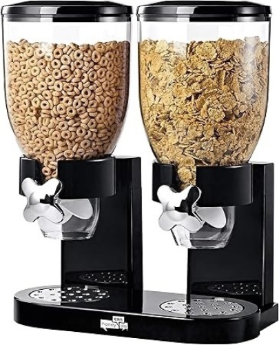Dual Control Dry Food Dispenser Black/ Chrome - Lot 150