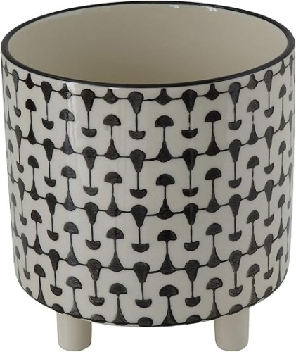Black and White Round Footed Planter - Lot 116