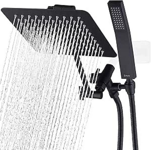 Dual Square Shower Head with Handheld Combo, Rain Shower Head - Lot 118