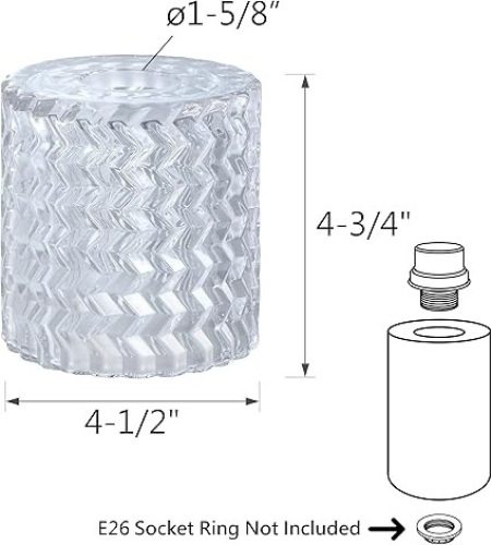 Aspen Creative Clear Glass Shade with Diamond Pattern  - Lot 111