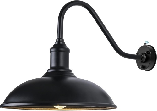 Dusk to Dawn Exterior Farmhouse Lighting 18" Diameter Barn Light Fixture for House with Anti-ponding Bottom, Barn Gooseneck Lighting for Garage Patio Porch (18" Diameter, 1 PC) - Lot 2063