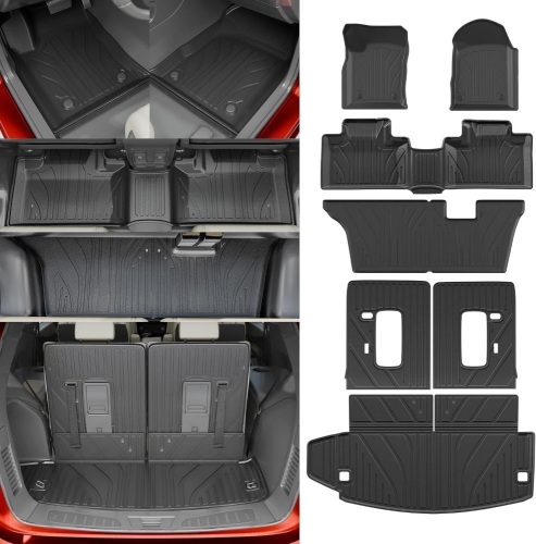 Floor Mats Compatible with 2016-2024 2025 Dodge Durango 7-Seater Trunk Mat Cargo Liner All Weather Back Seat Cover 2024 Durango Accessories (Trunk Mat+3rd Row Backrest Mats+Floor Mats) - Lot 2066