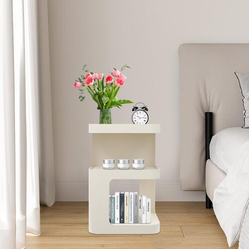 Modern Side Table for Couch, End Tables for Small Spaces, Metal Nightstand - Lot 2197