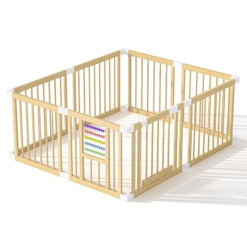 Baby Playpen with Gate, Wooden - Lot 2198