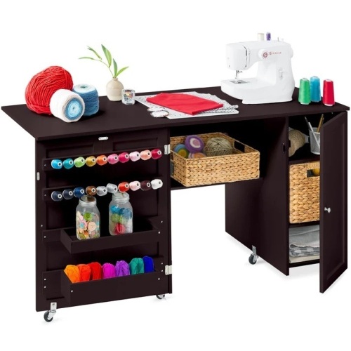 Large Portable Folding Sewing Table Multipurpose Craft Station w/ Wheels - Lot 2244