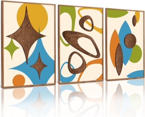 TOARTi 3PCS Framed 3D Mid Century Modern Wall Art Set(16x24inches) - Lot 2282