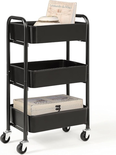 SunnyPoint 3-Tier Delicate Compact Rolling Metal Storage Organizer - Mobile Utility Cart - Lot 2285