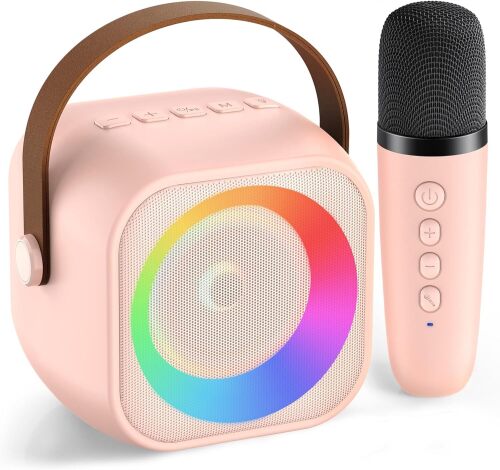 Mini Karaoke Machine for Kids Adults, Portable Bluetooth Speaker with Wireless Microphone - Lot 2307