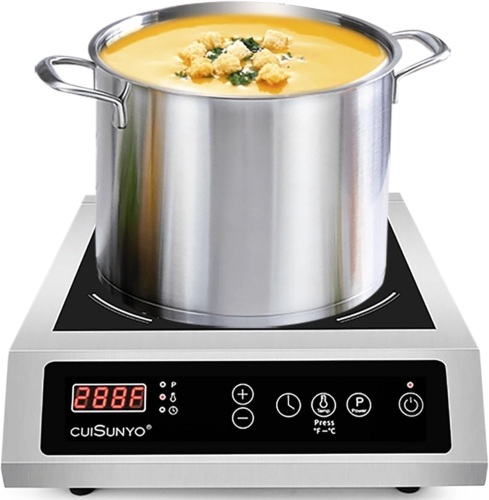 Commercial Induction Cooktop 500-3500W 240V Portable 10 Power Levels Countertop Burner with 12 Timer Settings 140-465°F and LCD Screen Stainless Steel Electric Stove - Lot 2344