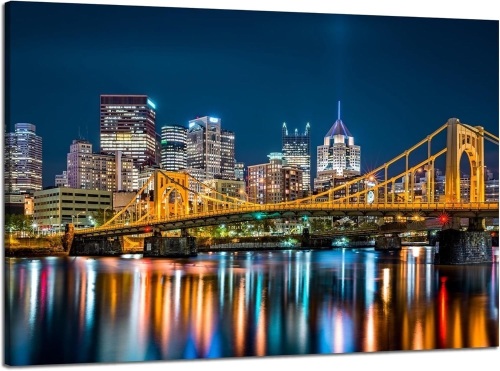 Pittsburgh Pennsylvania Skyline Wall Art for Living Room - Lot 2347