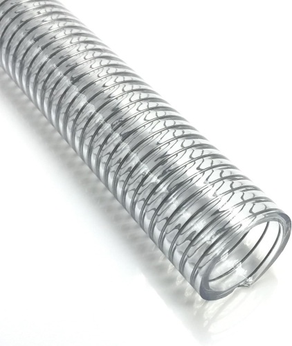 Clear Wire Reinforced Suction Hose 2” ID × 2-5/16” OD - 10ft Heavy Duty Flexible PVC Spiral Steel Wire Pipe High Pressure Vacuum Vinyl Tubing for Drawing Water Oil Powder (10 ft, 2" ID) - Lot 2351