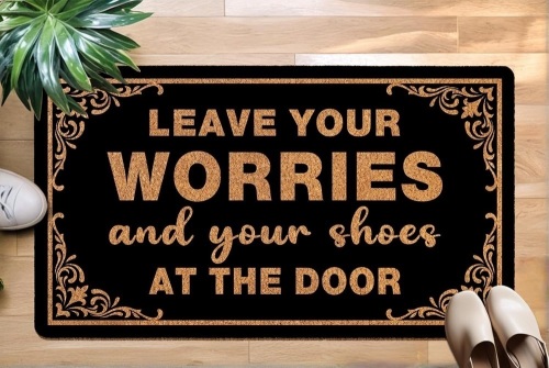 Leave Your Shoes and Worries Doormat 30"x17" Large Welcome Mat for Indoor/Outdoor Entrance, Funny and Stylish with Rubber Backing, Please Take Off Your Shoes Door Mat - Lot 2368
