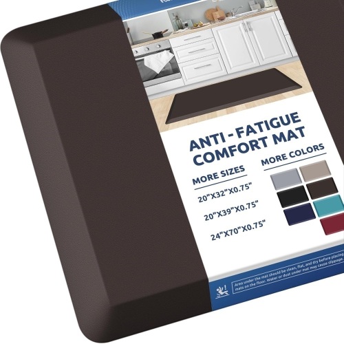 KitchenClouds Kitchen Mat Cushioned Anti Fatigue Rug 24"x70" Waterproof, Non Slip, Standing and Comfort Desk/Floor Mats for House Sink Office (Chocolate) - Lot 2371