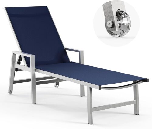 Patio Chaise Lounge Chair Outdoor with Armrests - Lot 2375