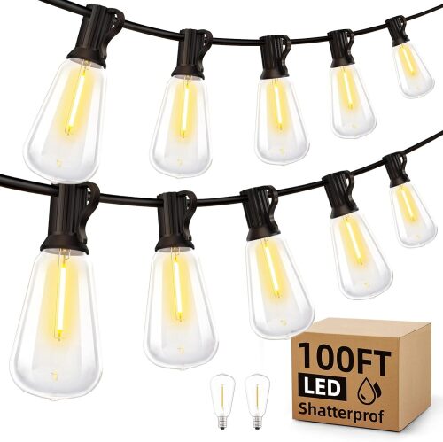 Outdoor String Led Patio Lights - 100Ft - Lot 2387