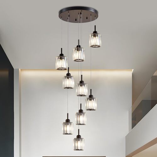 9-Light Modern Crystal Chandelier - Lot 2394