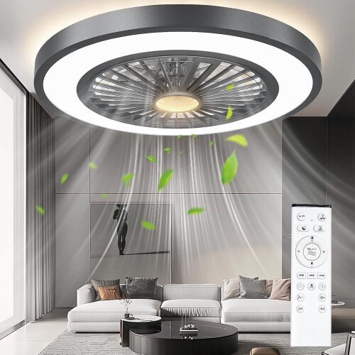 22'' Ceiling Fans with Lights and Remote, DC Motor Stepless Dimmable Ceiling Fans with Night Light - Lot 2409
