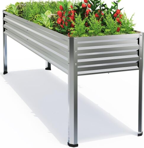 Large Raised Garden Bed with Legs Galvanized Outdoor Elevated Planter Box Stand Up Metal Flower Beds for Patio - Lot 2419