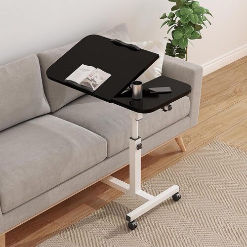 Tilting Overbed Table with Wheels, Height Adjustable Bedside Desk - Lot 2438