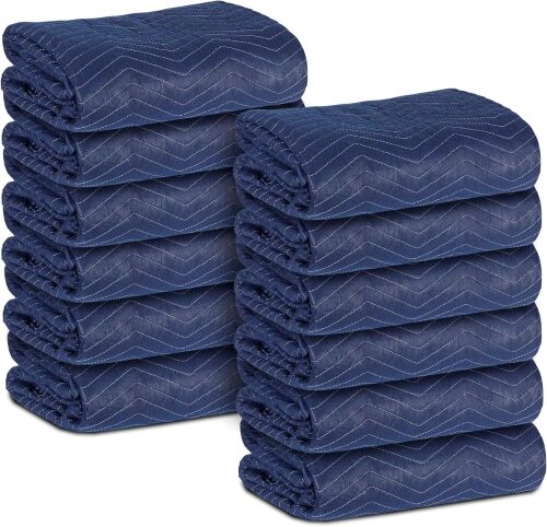 12 Moving Packing Blankets, Heavy Duty Moving Pads for Protecting Furniture Professional Quilted Shipping Furniture Pads - Lot 2439