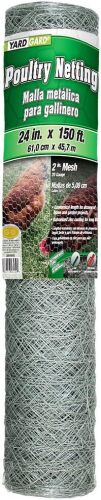 YardGard Chicken Wire 2 Inch Mesh 24 Inch X 150 Foot 20 Gauge Galvanized Steel Wire Fence - Lot 2446